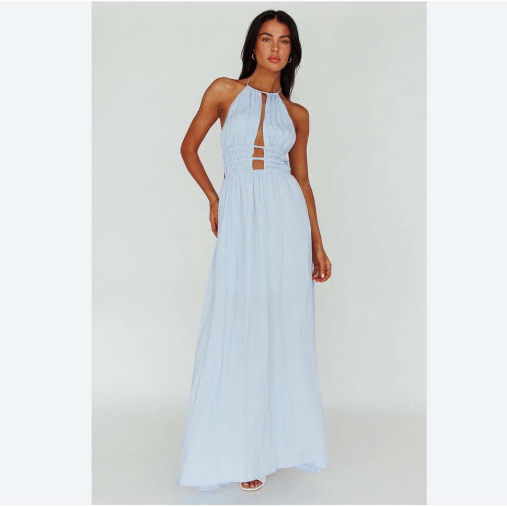 Elegant Backless Sky Blue Dress